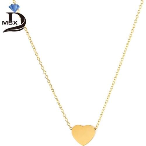 Gold Color Heart Pendant Necklace Woman Simple Charm Pendant Link Chain Necklaces For Wedding Party Jewellery Gift