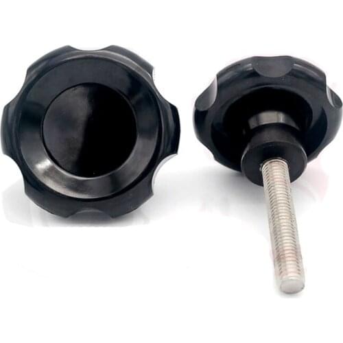 1pcs M16 ripple hand screw six star bakelite adjustment spoke step lobe knob handle bolt black color 25mm-100mm length
