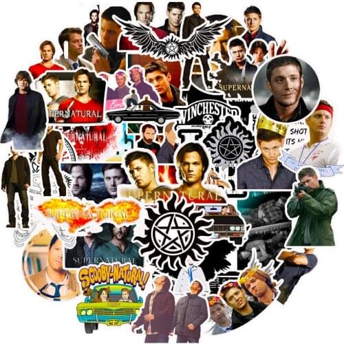 50PCS TV Show Supernatural Stickers Skateboard Motorcycle Laptop Phone Travel Luggage Waterproof PVC Joke Classic Toy Stickers