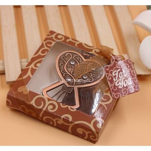 100pcs Heart shaped beer bottle opener in gift box wedding souvenirs vintage party favor gift wedding favors