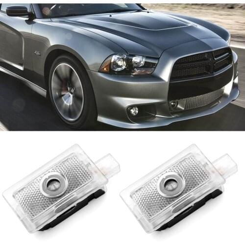 4 Pcs Car Door Logo Light Decor Laser Projector Lamp For Dodge Charger Avenger Magnum SRT Hellcat Auto Emblem Ghost Shadow Luces