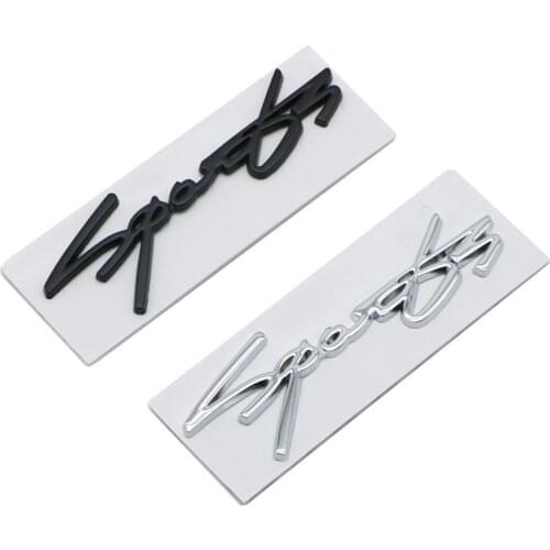 2X 3D Metal Chrome Logo SPORTS Emblem Car Stickers Badge Door Decal Car Styling Auto Accessories 5*13.5*0.3CM