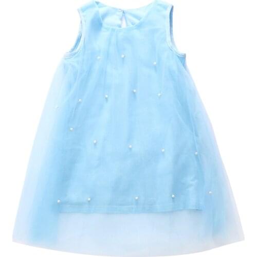 2020 Toddler Baby Girl Summer Flower Princess Party Dress Cute Bead Tulle Gown Fancy Birthday Dresses 1-7Y
