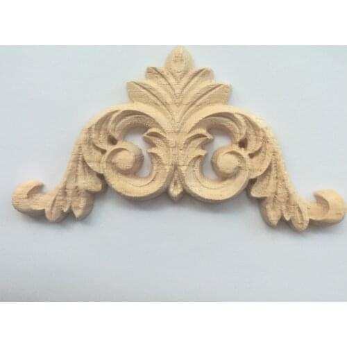 4PCS Woodcarving Decal Wood Carved Corner Applique Frame Wall Doors Cabinet Furniture Decorative Figurines 8CM 10CM 12CM 14CM