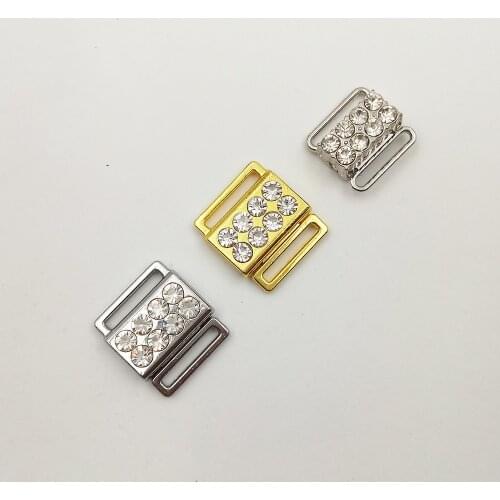 40 sets/lot bikini conector bikini rhinestone buckles front closure clips Nickel and ferrous free