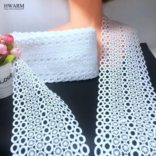5yard High Quality white 9 rows of circles african lace fabric DIY 11.1cm wedding dress accessories bar code double side lace