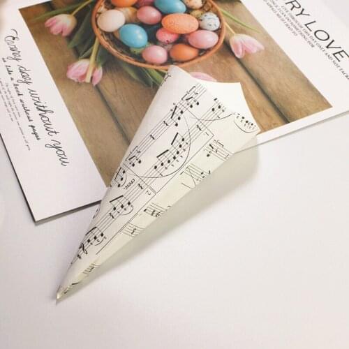 50pcs Cones Holder Ice Cream Style DIY White Paper Musical Note Candy Box gift decoration Wedding Favors Party supplies