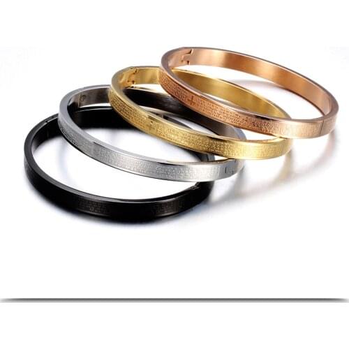 New Trendy 316L Stainless Steel Cuff Bracelet for Women Christ Cross Bible Lords Prayer Cross Bracelets & Bangles