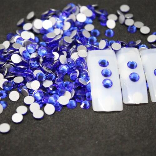 SS16-SS20 Cobalt Rhinestones Back Flat Round Nail Art Decorations And Stones Non Hotfix Rhinestones Crystals for DIY Glass