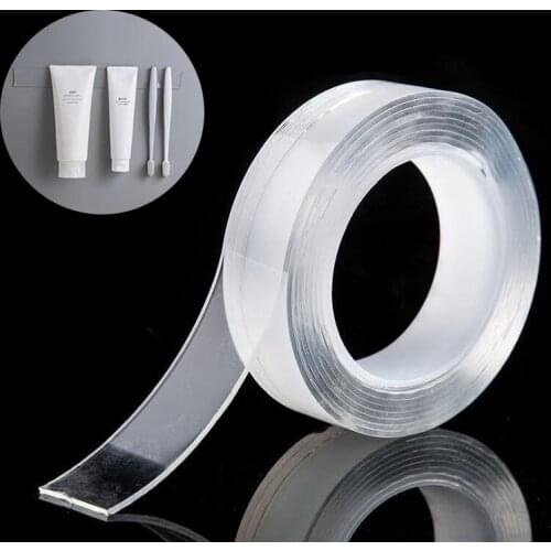 1/2/3/5m Double-Sided Adhesive Bathroom Sticker Reusable Traceless Tape Washable Tie Glue Organizer Bathroom Accessories