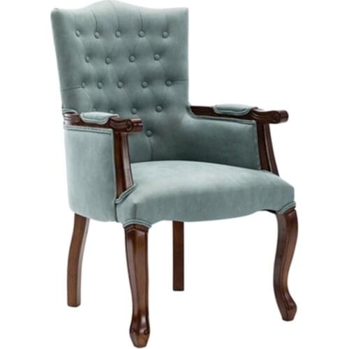 European solid wood armrest chair American single Vintage Hotel coffee shop dining chair home cloth art office learning chair