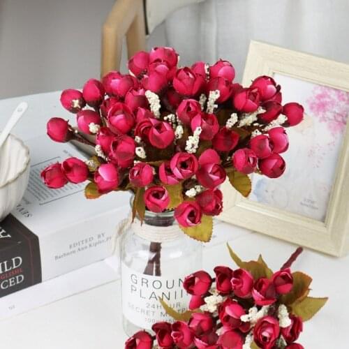 Artificial Flowers Silk Rose Bud Single Stem Arrangement For Home Bridal Wedding Party Garden Table Festival Decoration Plants