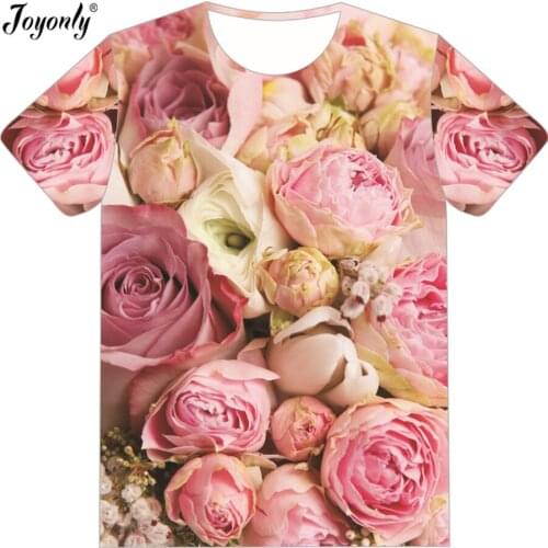 Joyonly Funny 3D T-shirt For Girls Boys Flower Red Rose Printed T shirt 2018 Summer Children Brand Shirts Fashion Tops Tees