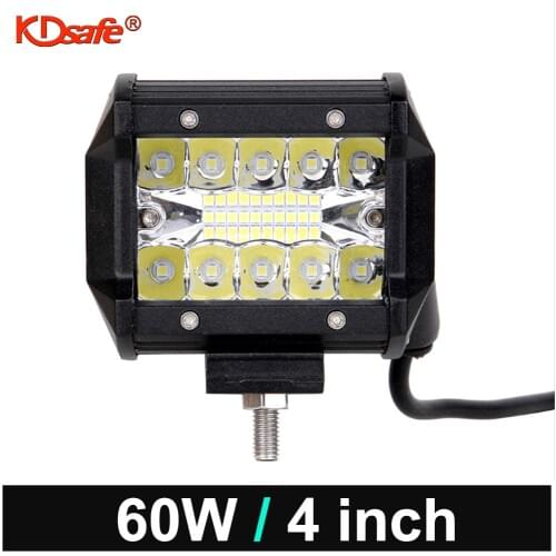 KDsafe 4" 60W Car Work Light LED Bar Square Spotlight 12V 24V Headlight Offroad LED Light Bar For Truck Offroad 4X4 Car SUV ATV