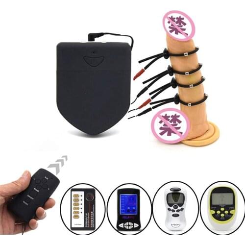 Electro Shock Penis Ring Sex Toy Electronic Pulse Massager Electric Stimulation Cock Rings Steel Ball Penis Ring Massage For Men