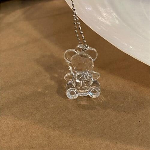 Transparent Bear Pendant Necklace for Women Acrylic Stylish Choker On Neck Statement Necklaces 2021 New Trend Wholesale Jewelry
