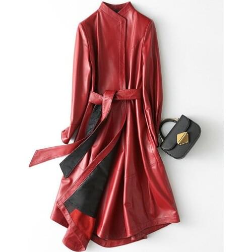 Long Real Leather Jacket Women Clothes 2020 Sheepskin Coat Genuine Leather Womens Jackets Slim Windbreaker KQN22291-7 KJ2320