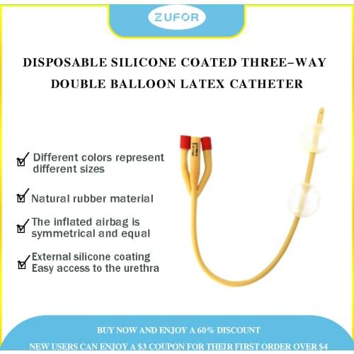 5pcs/lot catheter urine 3 ways Latex double balloon male sex urinary catheter Urinary incontinence foley catheter 40cm