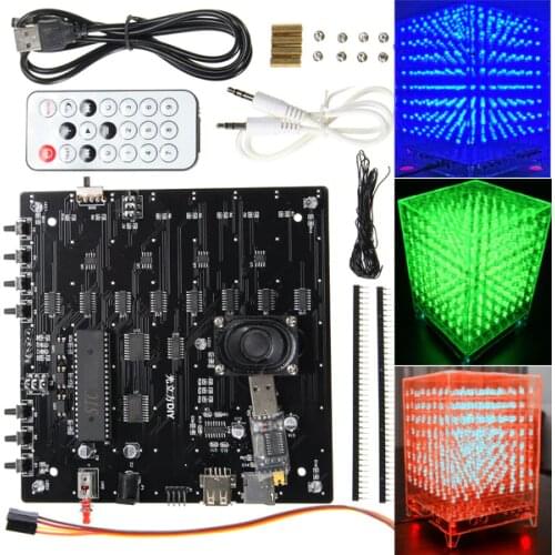 DIY 8x8x8 RGB LED 3D Light Cube Kit MP3 Music Spectrum Electronic Display Kit