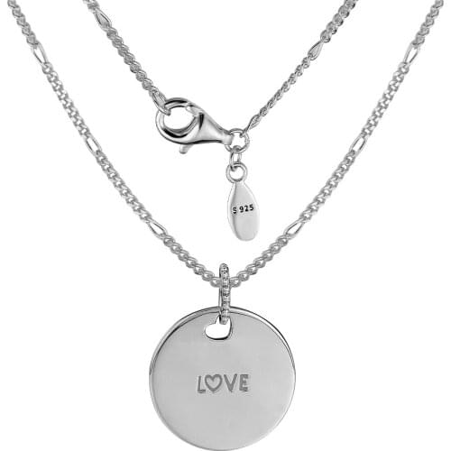 Genuine 925 Sterling Silver Love Disc Necklaces for Women Collier Chain Necklace Fine Jewelry Wholesale