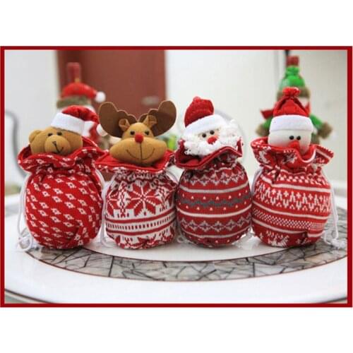 2019 New Mini Cute Christmas Apple Bag Christmas Santa Claus Snowman Elk Bear Gift Apple Bag Christmas Bag Candy Gift Bag