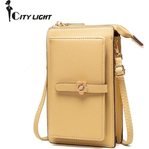 NEW Women Bag Touch Screen Cell Phone Purse Smartphone Wallet PU Leather Shoulder Strap Handbag High Capacity