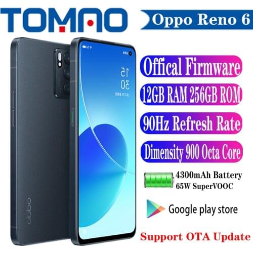 Original Official New Oppo Reno 6 5G SmartPhone 90Hz 4300mAh 65W Dimensity 900 6.43" 8GB 12GB RAM 128GB 256GB ROM 64MP Camera