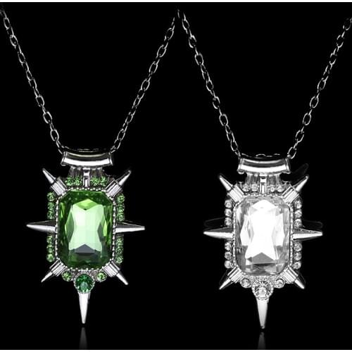 Once Upon A Time Necklace Punk Wicked Witch Zelina Glinda Pendant Green White Crstal Charm Chain Necklaces For Women Men Gifts