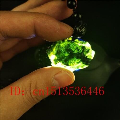 Certified Chinese Natural Black Green Jade Lotus Pendant Necklace Fashion Charm Jewellery Hand-Carved Lucky Amulet Hot