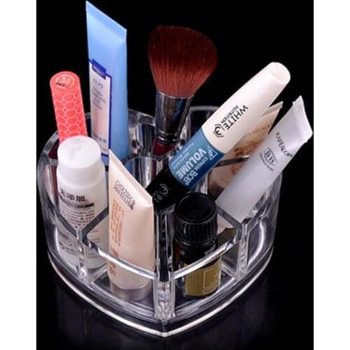 Transparent 8 Grid Lipstick Jewelry Container love shape Storage Box Cosmetic Makeup Organizer Desktop Sundry Practical Case