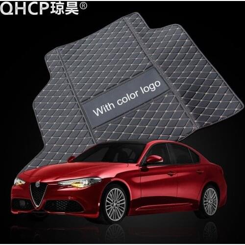 QHCP Rear Tail Box Liner Mats Trunk Mat Cargo Cushion Pads Boot Foot Tray Protection Leather Black Durable For Alfa Romeo Giulia