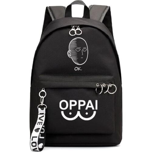 Anime ONE PUNCH MAN Backpack School Book Bags Mochila Travel Bag Laptop Ribbon Ring Circle Boy Girls Backpack Pink Black
