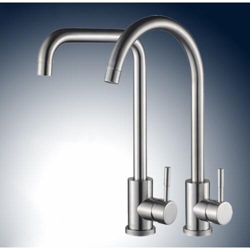 Kitchen Faucet Sink Basin Water Faucet Curved Mixer Tap Stainless Steel Bathroom Hot And Cold Single Handle Tap Deck Mounted