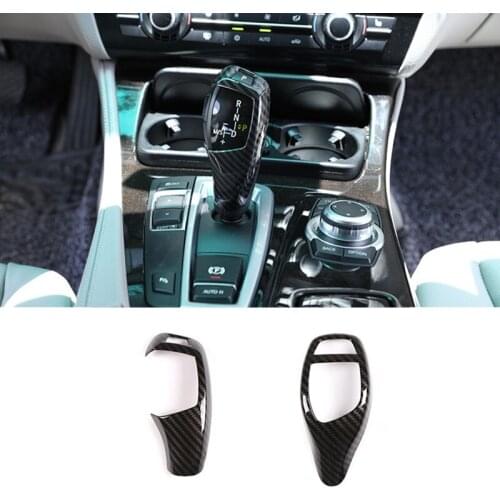 Carbon Fiber Style Gear Shift Handle Sleeve Button Cover Stickers For BMW F20 F30 f10 f32 F25 X5 F15 X6 F16 Interior Accessories