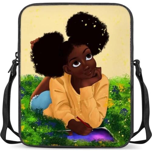 HYCOOL Cross-Body Bag for Woman Art African Black Girl Book Pattern Girls Boys Mini School Book Bag Female Casual Shoulder Bags