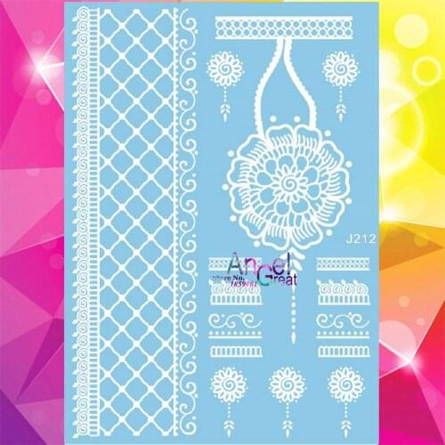Wedding Henna Temporary Tattoo Sticker Large Diamond Gird Pattern Waterproof Tattoo AJ212 Body Art Arm Bridal Sexy Tattoo Makeup