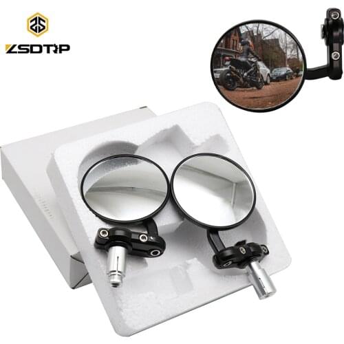 ZSDTRP Universal 2pcs/Pair Motorcycle Rear View Mirrors Round 7/8" Handle Bar End Foldable Motorbike Side Mirror For Suzuki