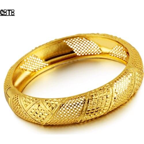 Womens Highest Quality Ethiopia Dubai Muslim Bride Wedding Bracelet Africa Arabia Turkey 18K Gold Jewelry Does Not Fading