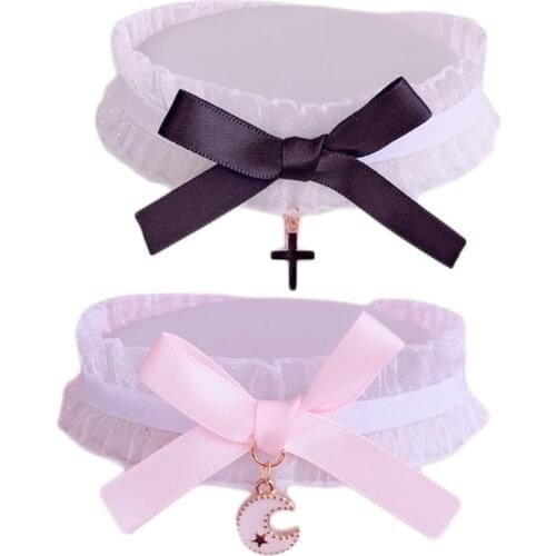 Cute Lolita Ribbon Chain Cosplay Women Necklace Lolita Choker Necklaces