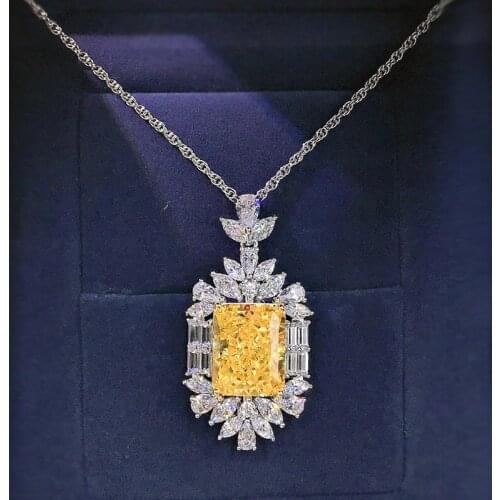 Citrine Pendants Necklace 12*15mm Radiant Cut 925 Sterling Silver For Women Necklaces Luxury Fine Engagement Jewelry 2021