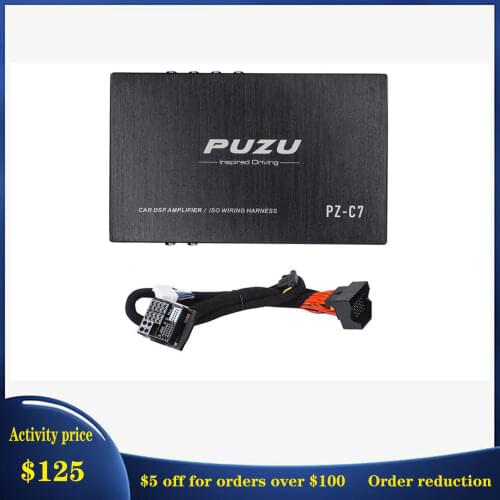 PUZU PZ-C7 Car DSP Amplifier ISO Wiring Harness 4x150W Car Audio Amp 6CH Output 12V For Toyota, Volkswagen