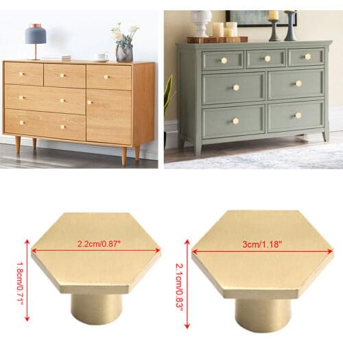 Gold Antique Brass Hexagon Knobs Cabinet Door Handle Dresser Drawer Pulls Home Kitchen Furniture Hardware Knobs Cupboard