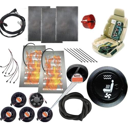 12v car Heated and Cooled seat pad Kits System Symbol Red Light/Heat Blue Light/Cool Round Switch Heater pad car Ventilated seat