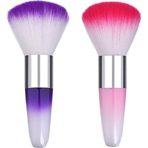 2Pcs Dust Powder Remover Nail Brush Set Soft Powder Brush Nail Arts Cleaner Brush for Acrylic and Makeup Powder UV Gel Brushes