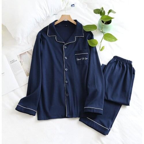 2 Pcs Autumn cotton Couples pajamas sets women and men sleepwear long sleeve Pajamas Set Home Clothing pyjamas women sleepwear