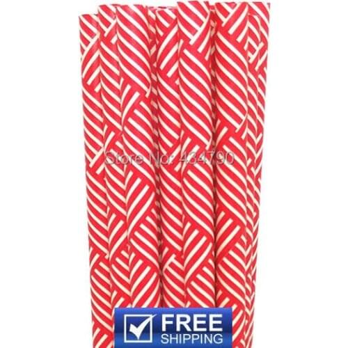200pcs Red Weave Print Decorative Paper Straws Manufacturer,Holiday Christmas Wedding Birthday Party Suppliers