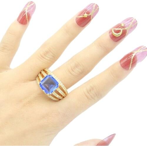 23x13mm Highly Recommend 6g Goldenfish Rich Blue Violet Tanzanite CZ Ladies Wedding 925 Sterling Silver Rings Eye Catching