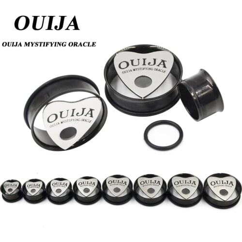 3pairs Assorted Size OUIJA Board Planchette Heart Ear Plugs Stretcher Flesh Tunnels Ouija Ear Gauge Expander Piercing Jewelry
