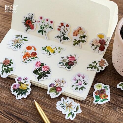 45 Pcs/Pack Retro Flower Series Paper Sticker Decoration DIY Handbook Sticker Diary Album Stick Label
