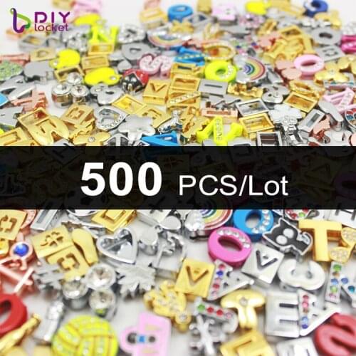 500pcs/lot 8mm Mix Slider Charms/ Letters Diy Charms Jewelry Fit 8mm Wristband Bracelet LSSC265